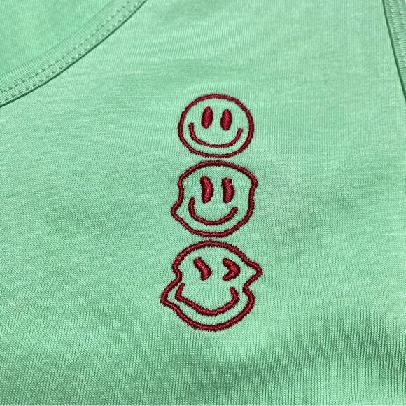 Dutch Bros Mint Smiley Faces Logo Tee Sz M - Picture 3 of 10
